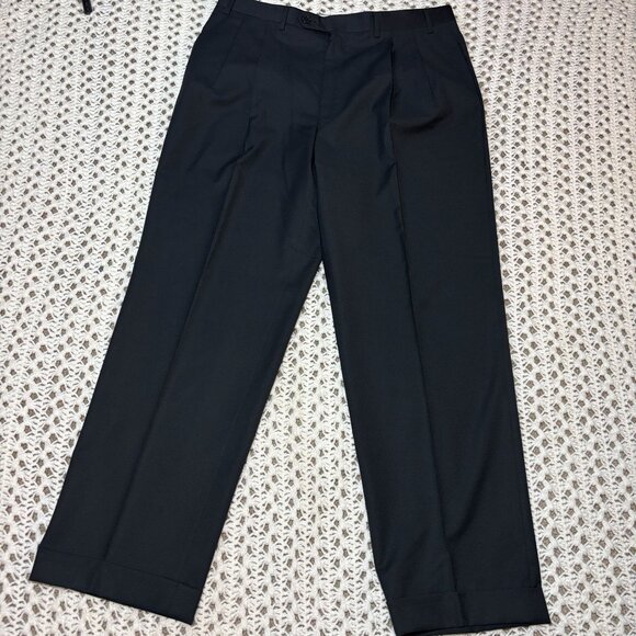 Canali Mens Wool Pleated Dress Pants Black Trousers 54IT w36 Made In Italy NWOT - Picture 3 of 15
